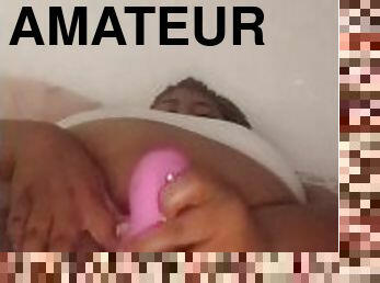 cul, gros-nichons, masturbation, chatte-pussy, amateur, ébène, jouet, belle-femme-ronde, assez, solo