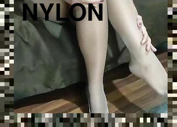 masturbation, esclave, pieds, secousses, ejaculation, fétiche, maîtresse, en-nylon