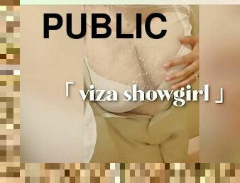 Sexy girl in public toilet with beautiful big boobs girl - viza showgirl