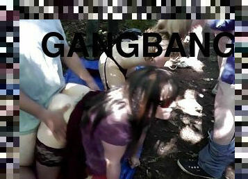 Two sluts gangbanged by strangers at the highway dogging spot
