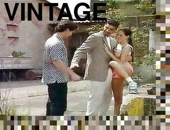 porno-yıldızı, bağbozumu, klasik, retro, üç-kişilik-grup, ikişerli, içine-işleme