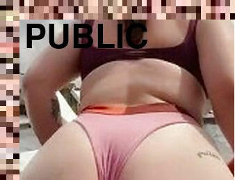 tyłek, publiczne, amatorskie, laski, grubi, basen, fetysz, solo, bikini, białe