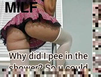 School girl milf pissing in shower.