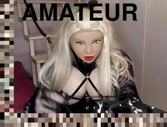 store-patter, amatør, legetøj, blond, fetish, solo, maske, gummi