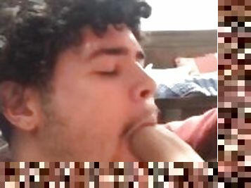 Latino monster cock gets sucked by roommate