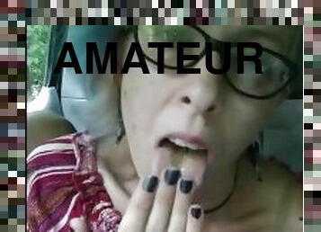 şişe, mastürbasyon-masturbation, boşalma, kamu, amatör, orta-yaşlı-seksi-kadın, araba, tek-kişilik