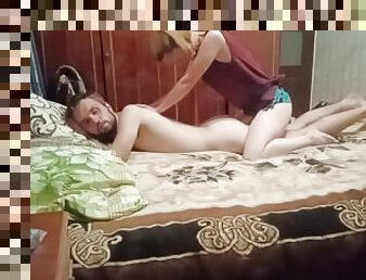 enorme, ruso, arnés, amateur, anal, juguete, pareja, dominación-femenina, realidad, tetitas