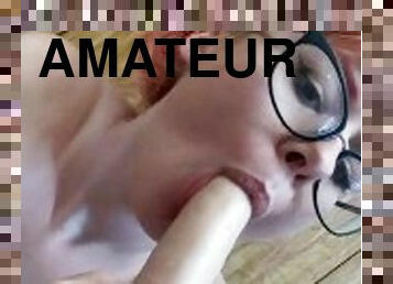 amateur, fellation, ados, jouet, gode, solo, blanc, sucer