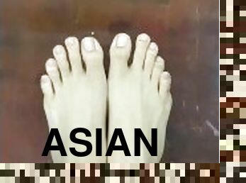 asiatique, écolière, amateur, ados, pieds, thaï, collège, solo