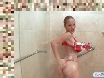 Teen Paris Milan in a Bikini taking an erotic shower just for you