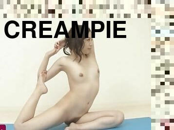 asian, alat-kelamin-wanita, menghisap-zakar, remaja, creampie, comel, rambut-perang