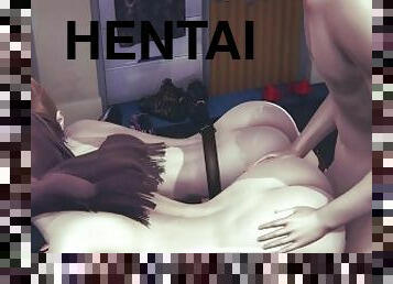 amatör, tonåring, creampie, fingerknull, trekant, anime, hentai