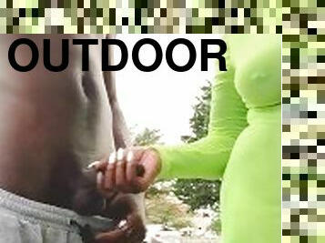 Outdoor Handjob after the Nude beach