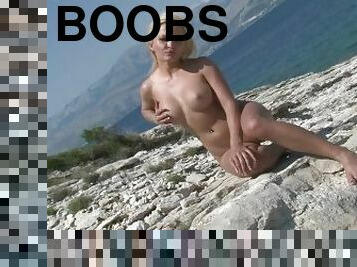 Blonde Model Alicia Stips Naked On The Beach