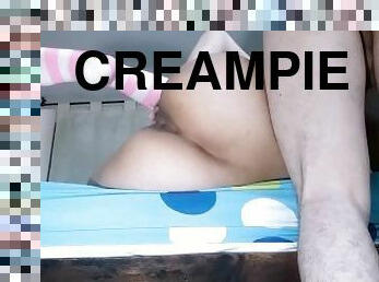 orgazmus, pička, ruské, školáčka, zlatíčka, creampie, priateľka, semeno, rozkošné-cute, drobné-tiny