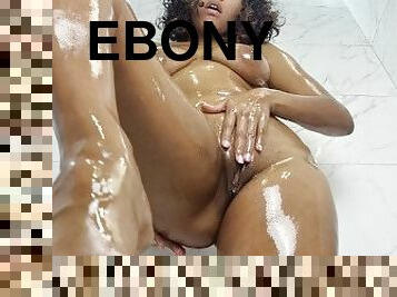Oiled Huge Ebony Tits ( part1, continue in onlyfans)