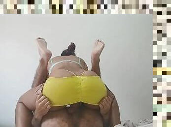 my bigass in a small outfit fucking the pervert's hard dick in this naughty amazon position Ilove it