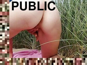 masturbation, orgasme, en-plein-air, public, amateur, plage