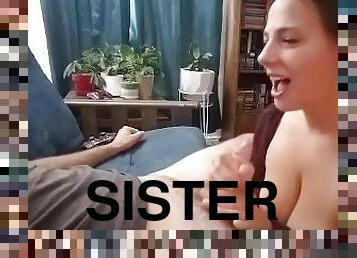 Sexy step sister blows me on couch