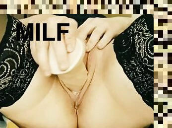 Hot MILF have many real orgasm from masturbation & big dildo