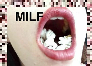 ASMR Sensually Eating Popcorn Sexy Mouth Close Up Fetish by Pretty MILF Jemma Luv