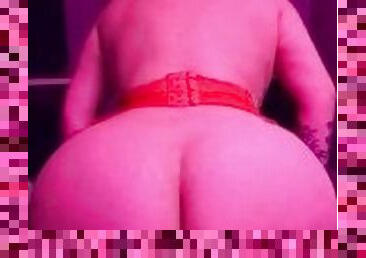 Phat Booty Cutie In Red Lingerie Fucking Dildo So Hard