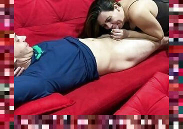 amateur porn couple fucking hot on the couch