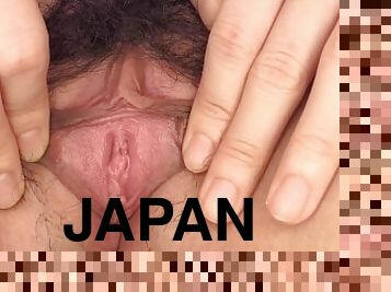 asiatique, gros-nichons, masturbation, chatte-pussy, japonais, naturel, brunette