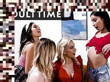 ADULT TIME - Emily Willis Seduces Busty MILF with Hot Lesbian Besties Vina Sky and Leah Lee