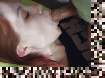 Russian redhead girl mouthfucked all the way to her throat