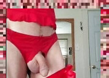 CD MIchelle Wearing Red Lingerie