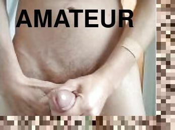 énorme, amateur, ejaculation-sur-le-corps, énorme-bite, gay, solo, bite