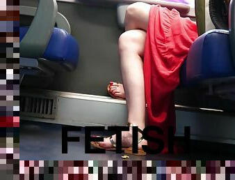 Beuty Woman Feet In The Street And Train Mix Clips