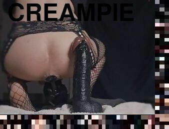 kæmpestor, anal, blandede-racer, legetøj, hardcore, creampie, tøs, kær, ridning, dildo