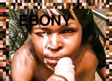 Ebony slut winking at me, or is it just cum in her eyes?