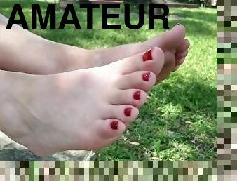 amateur, pieds, assez, fétiche, blanc, taquinerie, orteils