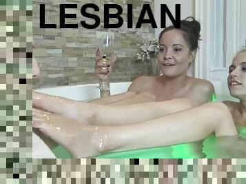 lesbisk, fødder, blond, fetish, boblebad, dominans, suttende, tæer