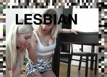 Lesbian Pet Play Double Domination – lick it from the floor!