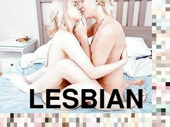 lezbijka, najstnice, igrača, fingering, blond, šeškanje, majhne-prsi