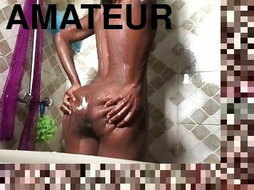 Amateur Ebony In The Bathroom During the CHRISTMAS HOLIDAY
