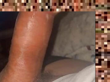 Jerking off big cock ,late night play with autoblow