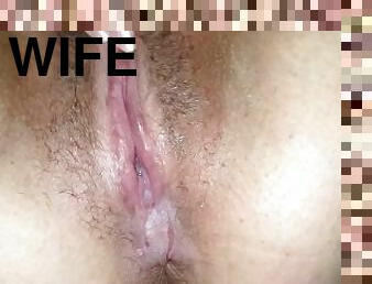Another big cum from the wife with her finger on clit