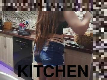 Sexy hot girl is cooking in the kitchen part 35