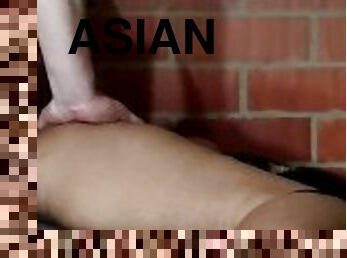 I bust a beautiful Asian's ass until she fills it with cum
