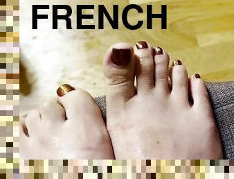aasialainen, ranskalainen, jalat, mälli, fetissi, femdom
