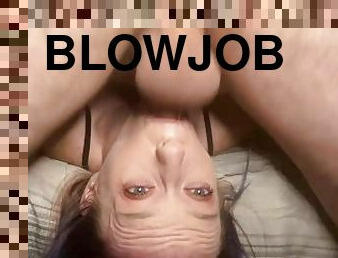 Upside down blowjob cum in throat mouthpie