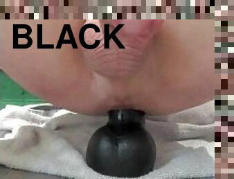 Sissy riding big black dildo