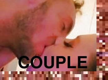 Super hot couple making out tongue kissing