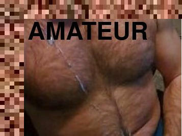 énorme, amateur, ejaculation-sur-le-corps, ejaculation, solo