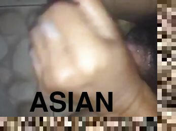 Hot asian guy rubs his 6-inch tool